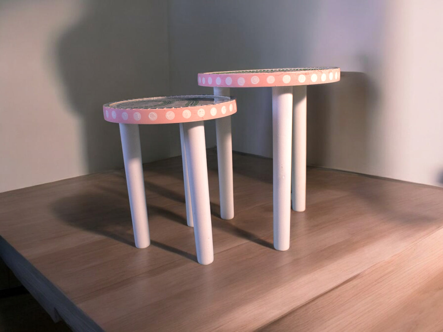 Mosaic peg tables